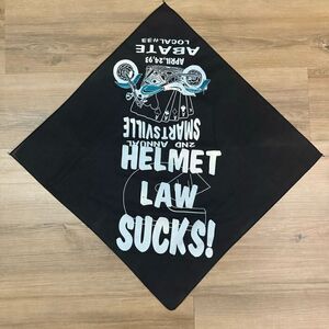 Vintage 1993 Biker Bandana Helmet Laws Suck Bike Rally Black Square Motocore